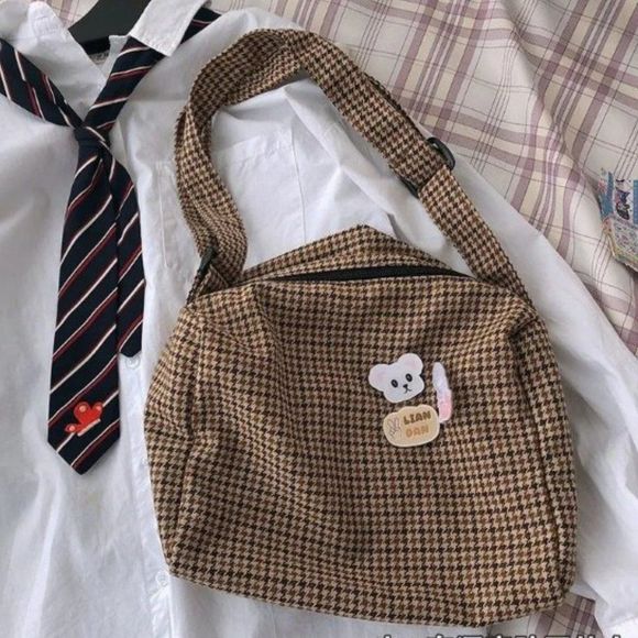 Handbags - Houndstooth Crossbody Bag w/ 3 pins